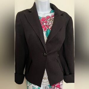 Kasper Knit Fashion Black Blazer Suit Jacket Cuff Sleeve